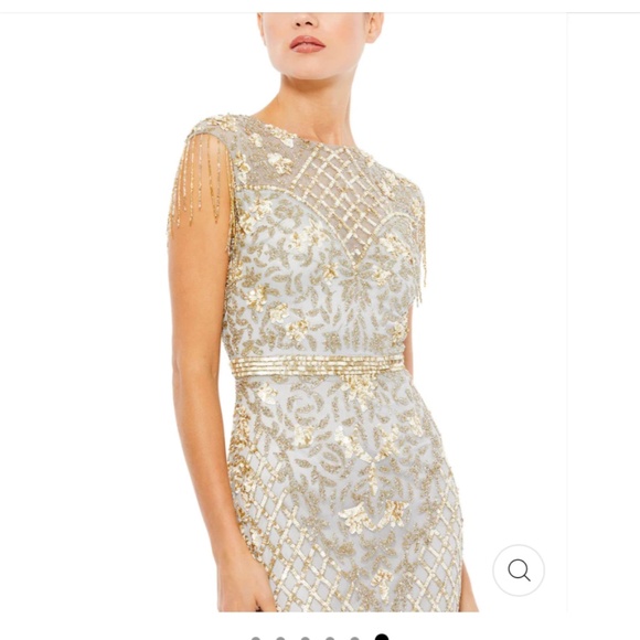 Mac Duggal HIGH NECK SLEEVELESS BEADED FRINGE FITTED GOWN Size 4 style 4908 - Picture 4 of 11